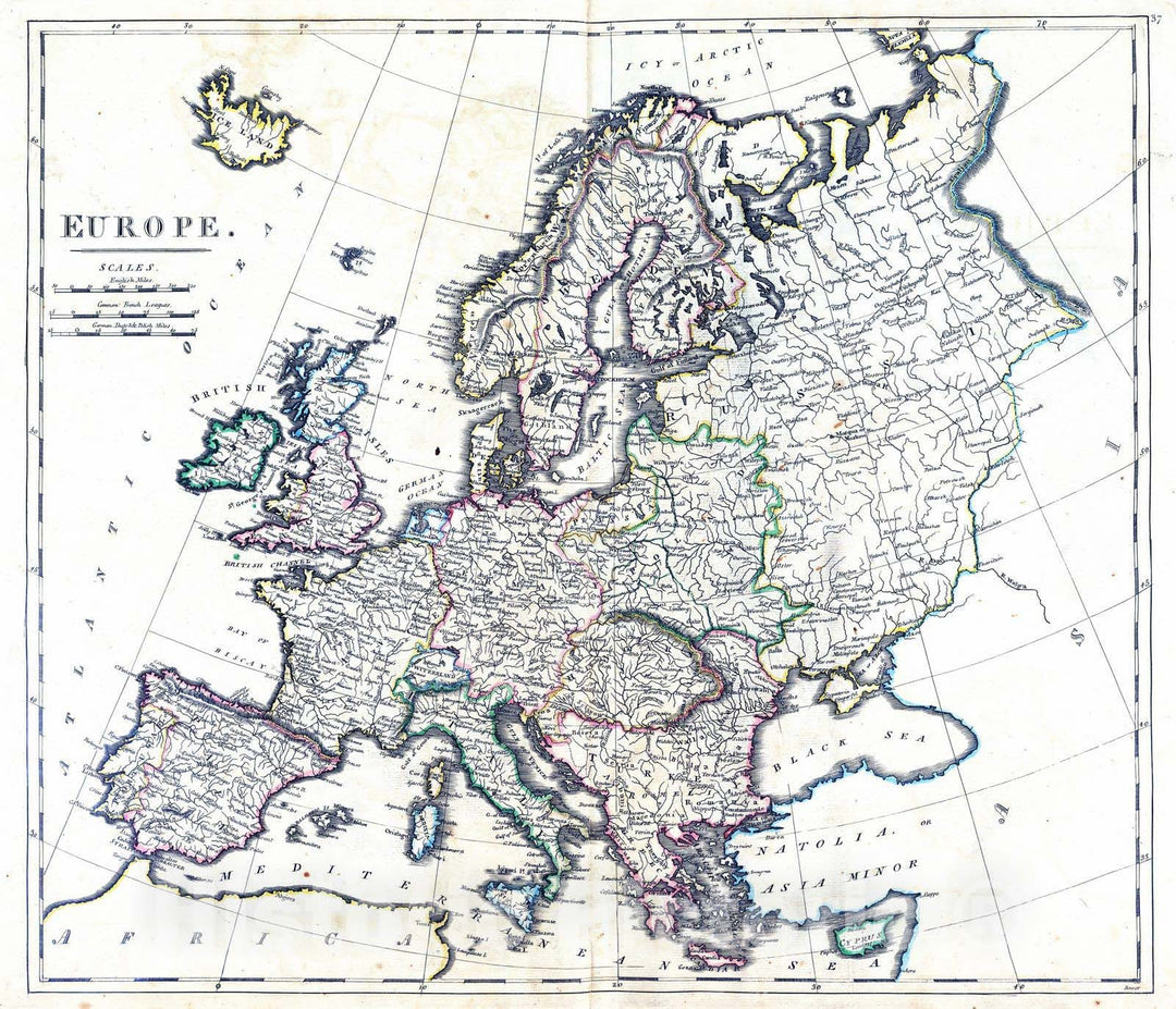 Historic Map : 1814 Europe. v2 - Vintage Wall Art