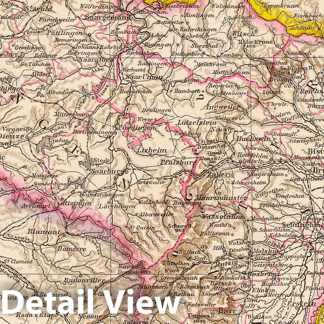 Alsace-Lorraine and Bavarian Palatinate - Railroad Map, 1881