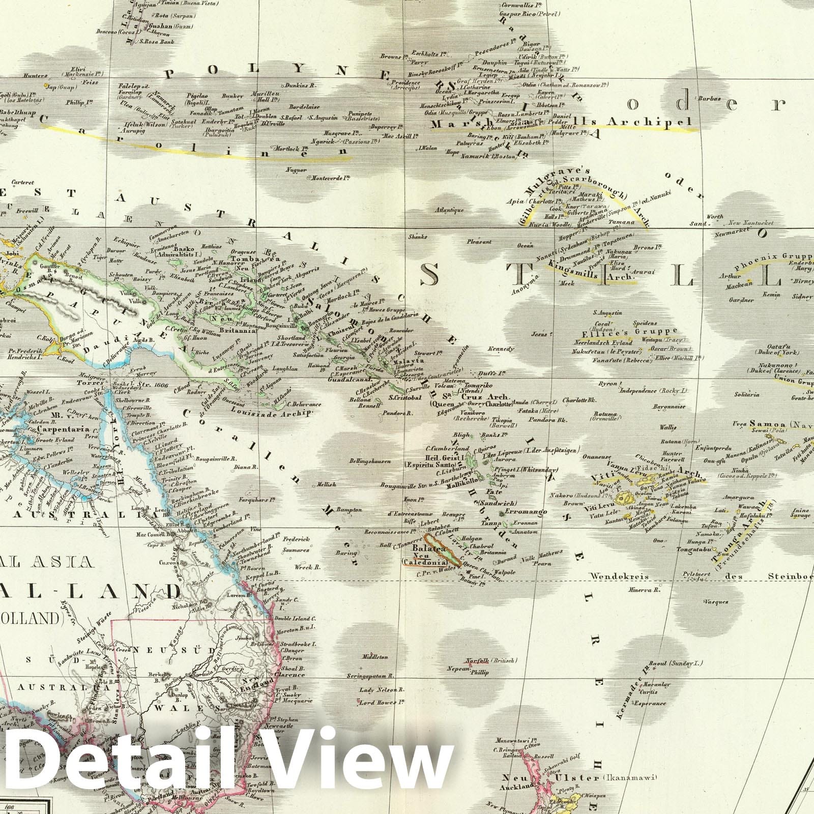 Australia, New Zealand, Hawaii & Pacific Islands 1856 Historical Map Print