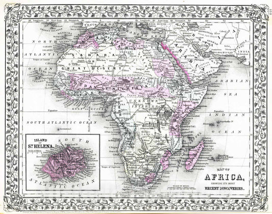 Historic Map : 1880 Africa; St. Helena. - Vintage Wall Art