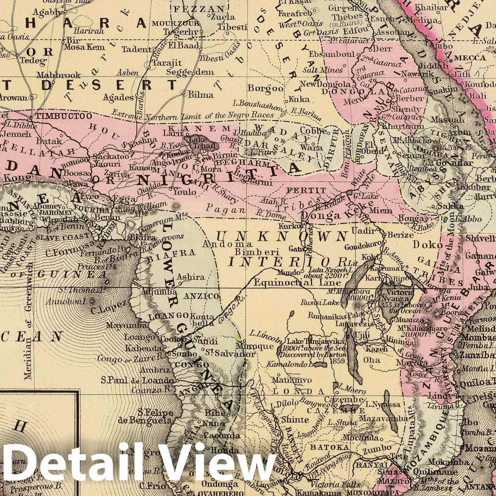 Africa with Saint Helena, 1880 - Historical Map Print