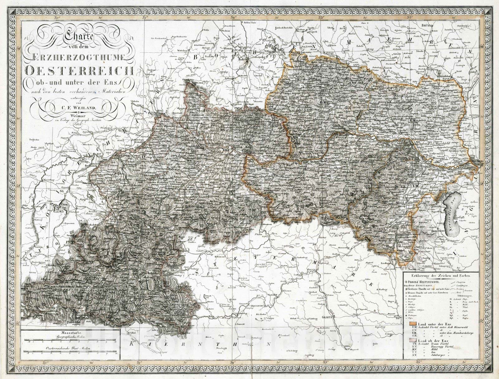 Historic Map : 1818 XIII. Austrian Empire. - Vintage Wall Art