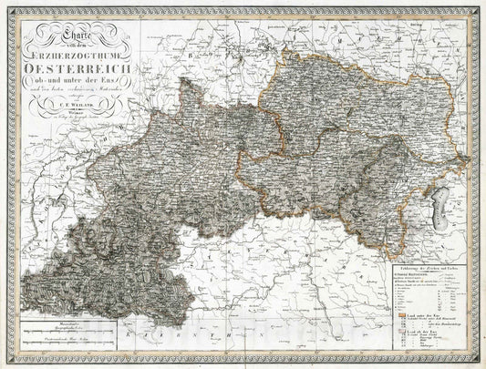 Historic Map : 1818 XIII. Austrian Empire. - Vintage Wall Art