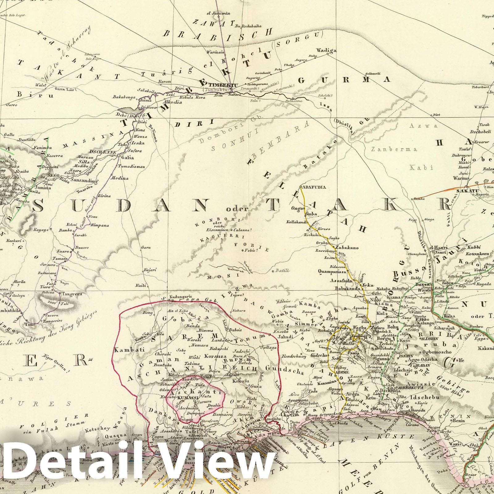 West Central Africa - Senegal, Liberia, and Sudan, 1853 Historical Map Print