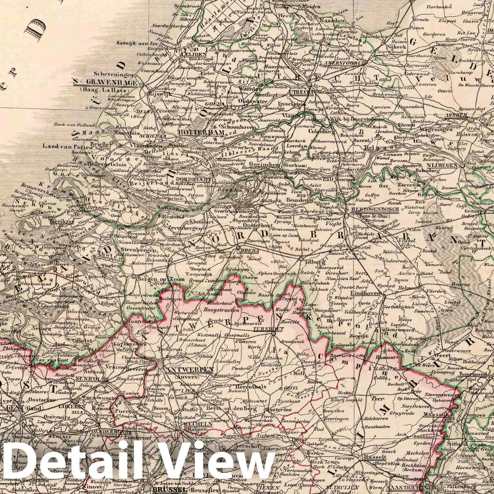 Netherlands and Belgium, 1879 - Historical Map Print