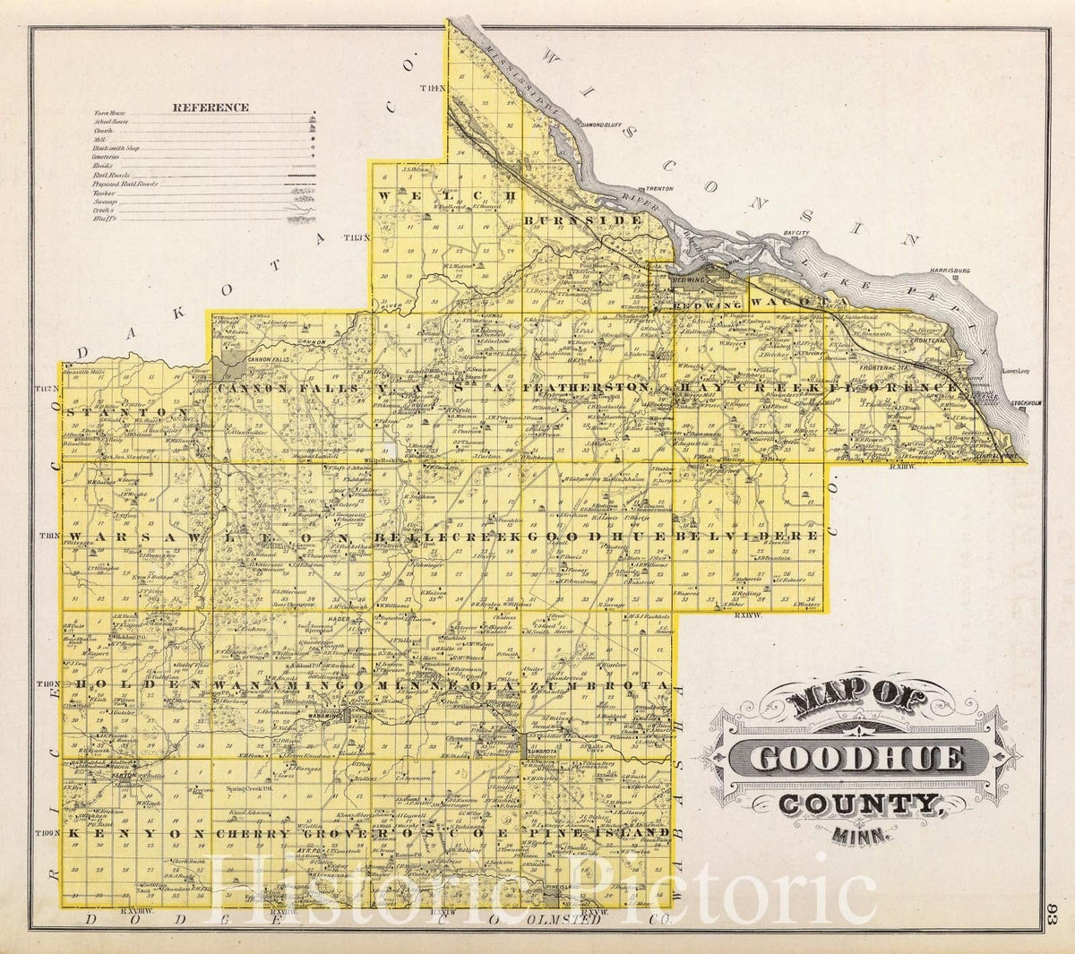 Goodhue County, Minnesota - Railroad Map, 1874 - Historical Map Print