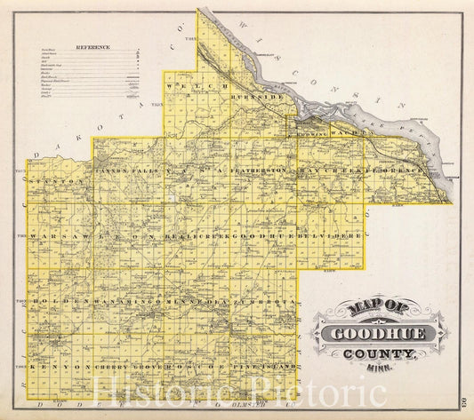 Goodhue County, Minnesota - Railroad Map, 1874 - Historical Map Print