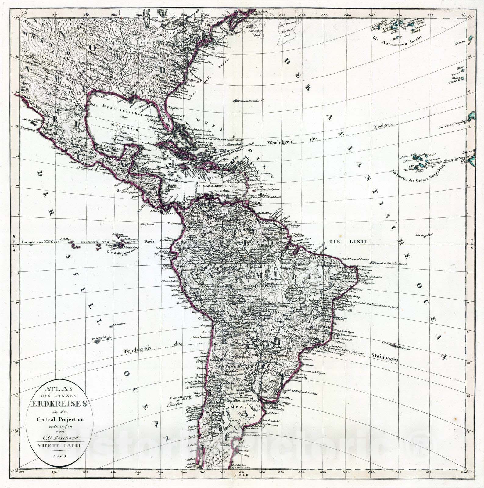 Historic Map : 1803 4. Atlas des ganzen Erdkreises. - Vintage Wall Art