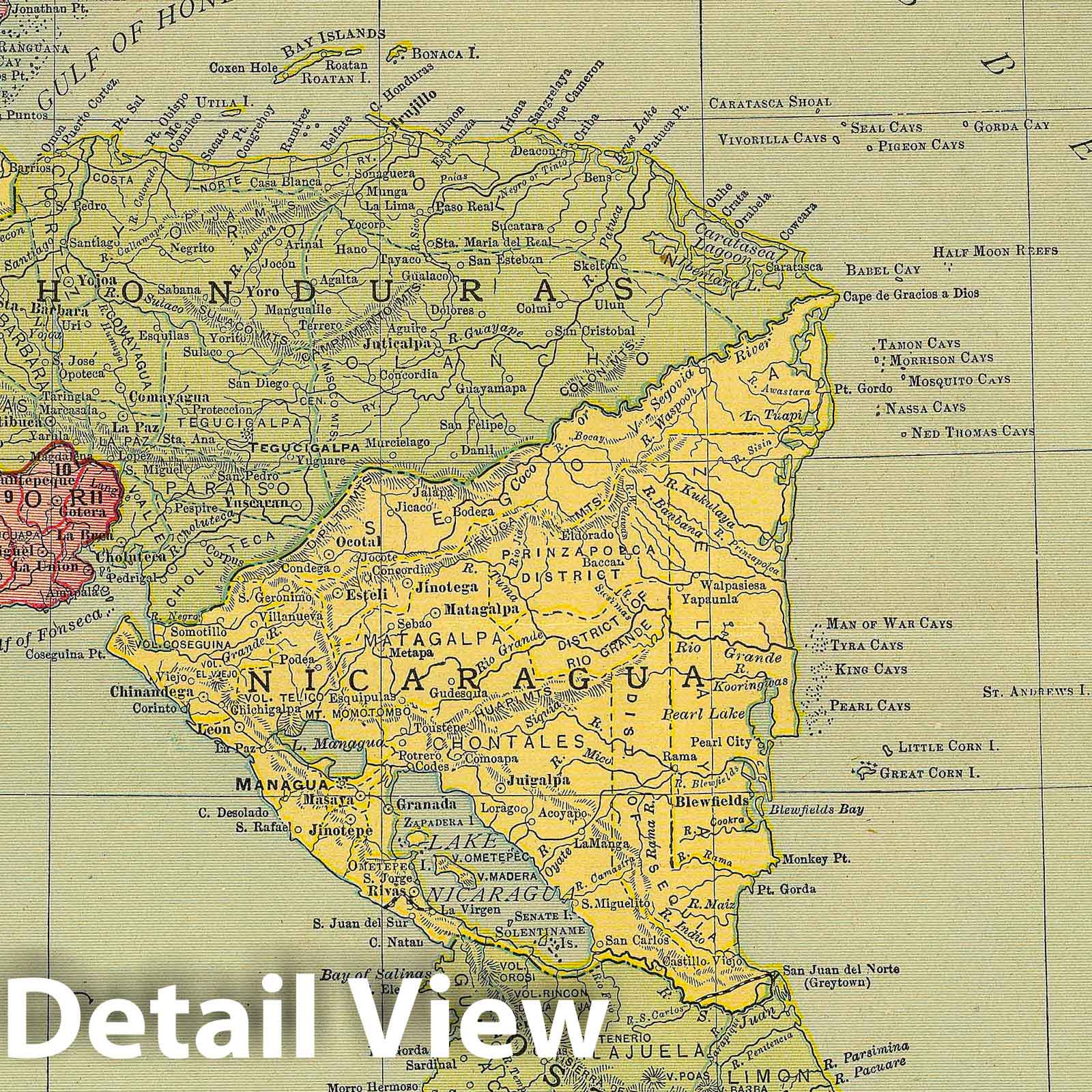 Central America - Railroad Map, 1910 - Historical Map Print