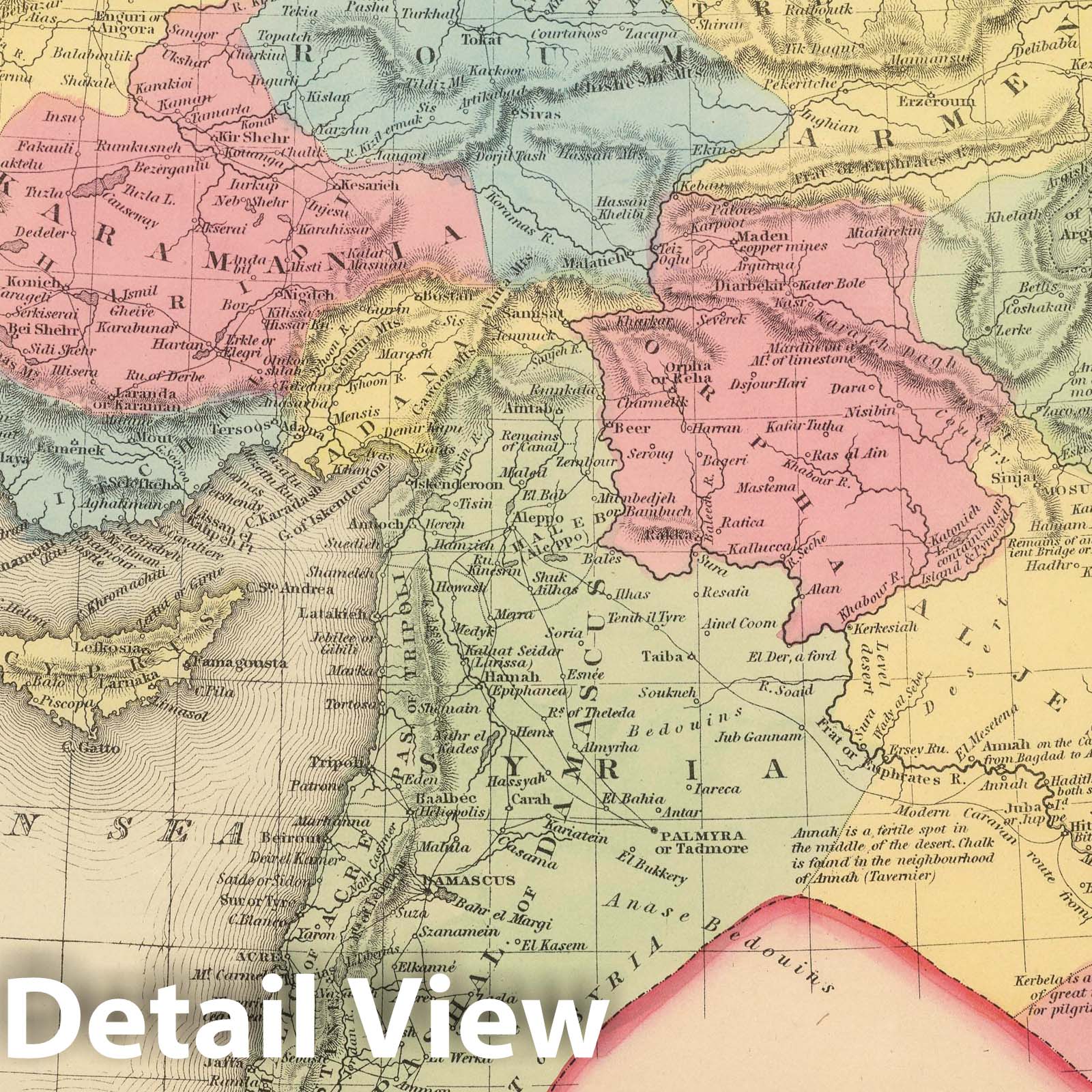 Turkey in Asia - Railroad Map, 1859 - Historical Map Reproduction