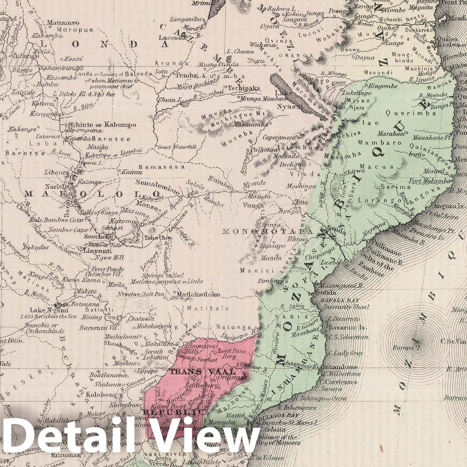 Southern Africa - Boundary Map, 1865 - Colton's Atlas