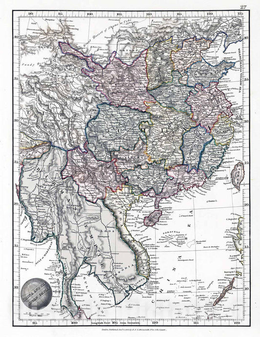 Historic Map : 1825 China and the Birman Empire - Vintage Wall Art