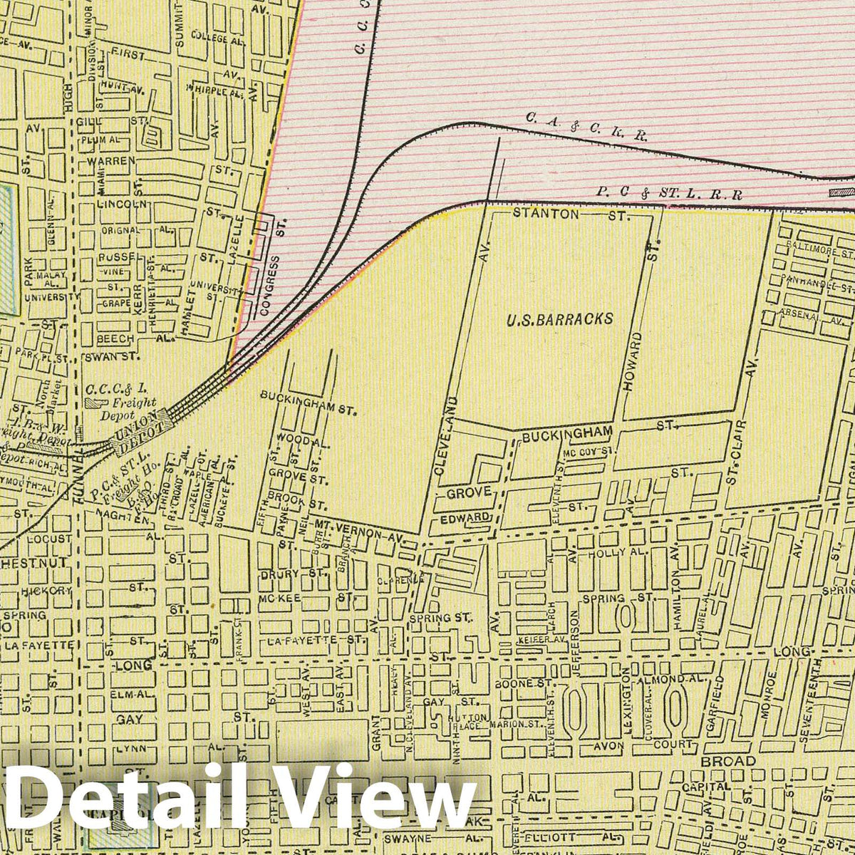 Columbus, Ohio 1889 Historical Map Print