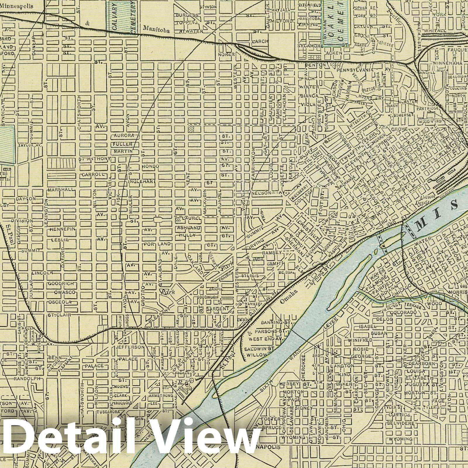 St. Paul - Railroad Map, 1889 - Cram's Standard American Atlas