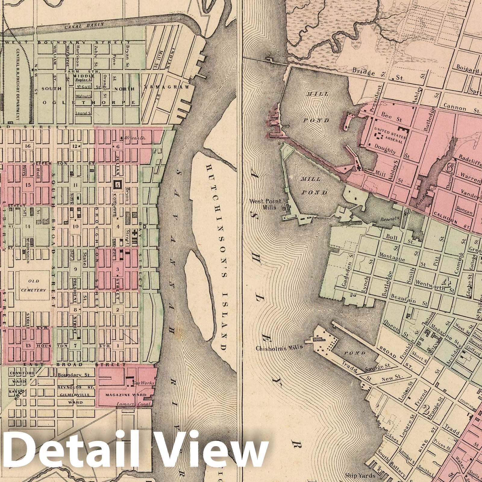 Savannah, Georgia and Charleston, South Carolina - Boundary Map, 1866
