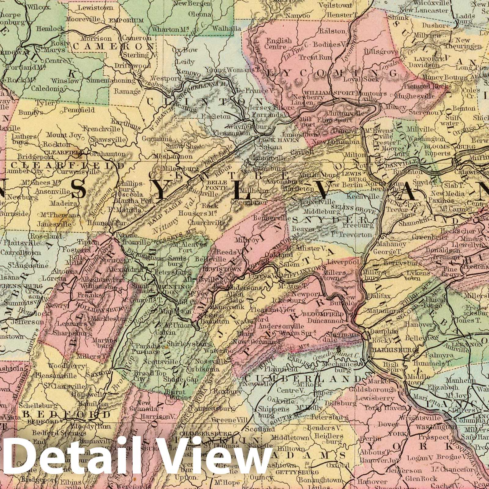 Pennsylvania - Railroad Map, 1870 - Historical Map Print
