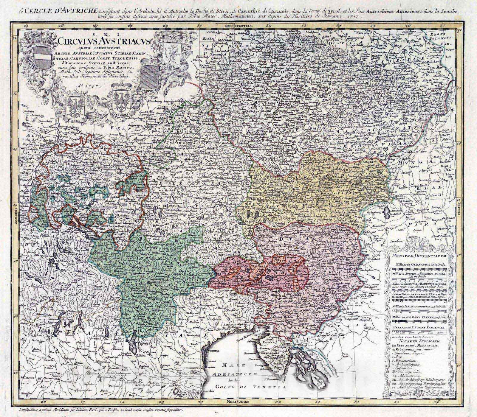 Historic Map : Austria, 1747 Circulus Austriacus. , Vintage Wall Art