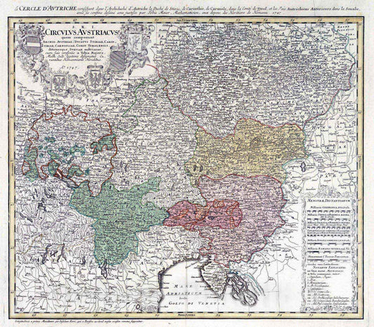 Historic Map : Austria, 1747 Circulus Austriacus. , Vintage Wall Art