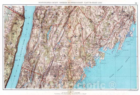 Historic Map : City Atlas - 1891 Westchester Co, Yonkers-state line. - Vintage Wall Art