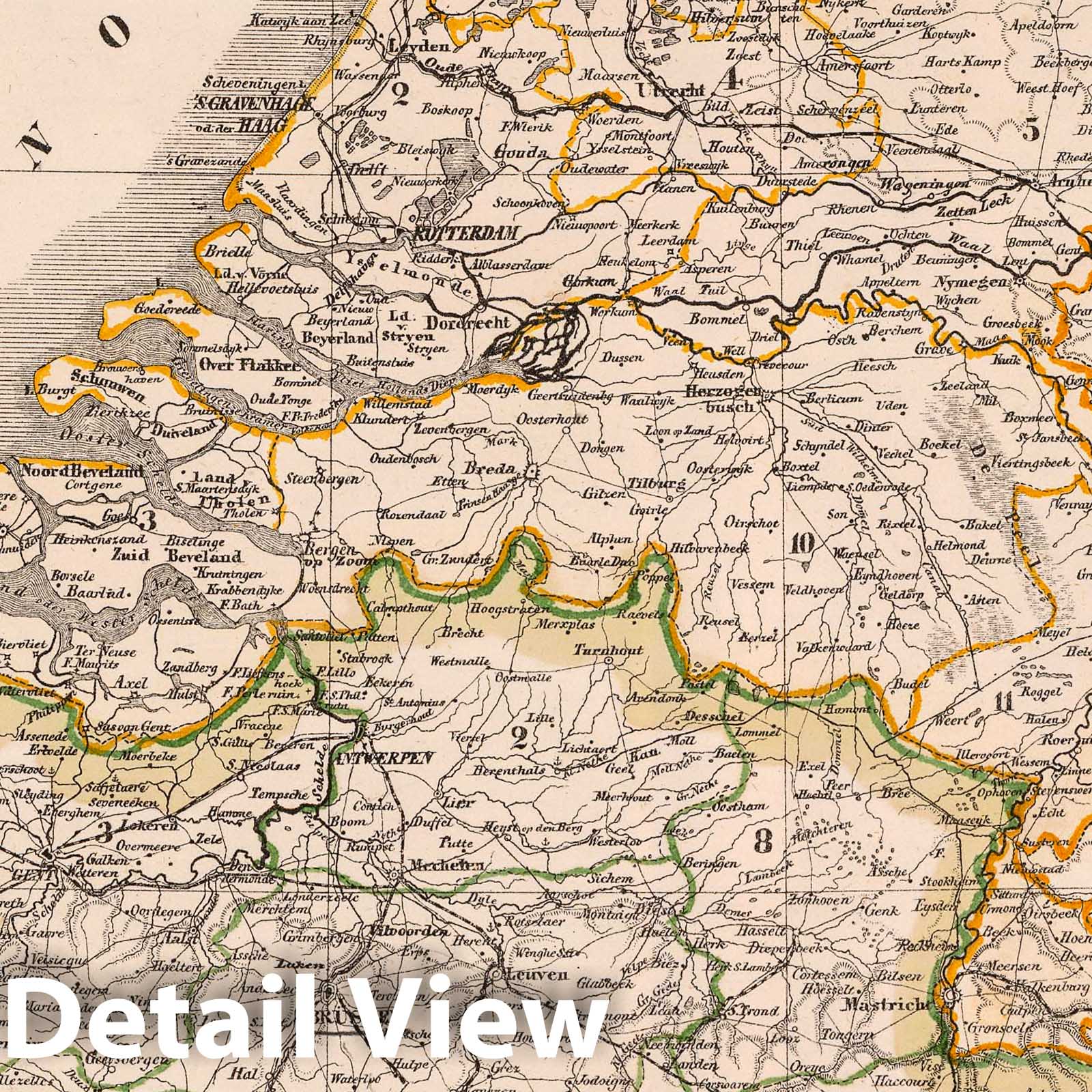 Netherlands and Belgium 1855 Historical Map Print