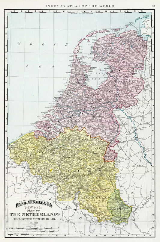 Historic Map : 1897 Benelux Countries. - Vintage Wall Art