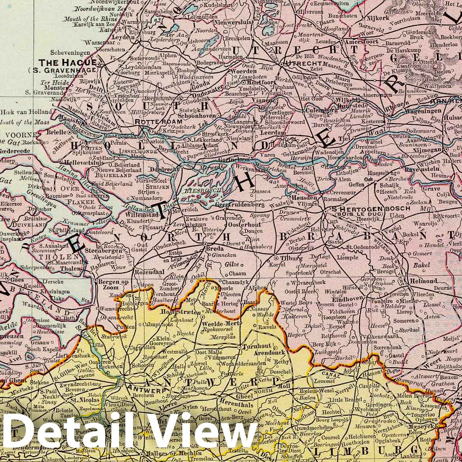 Netherlands, Belgium, and Luxembourg 1897 Historical Map Print