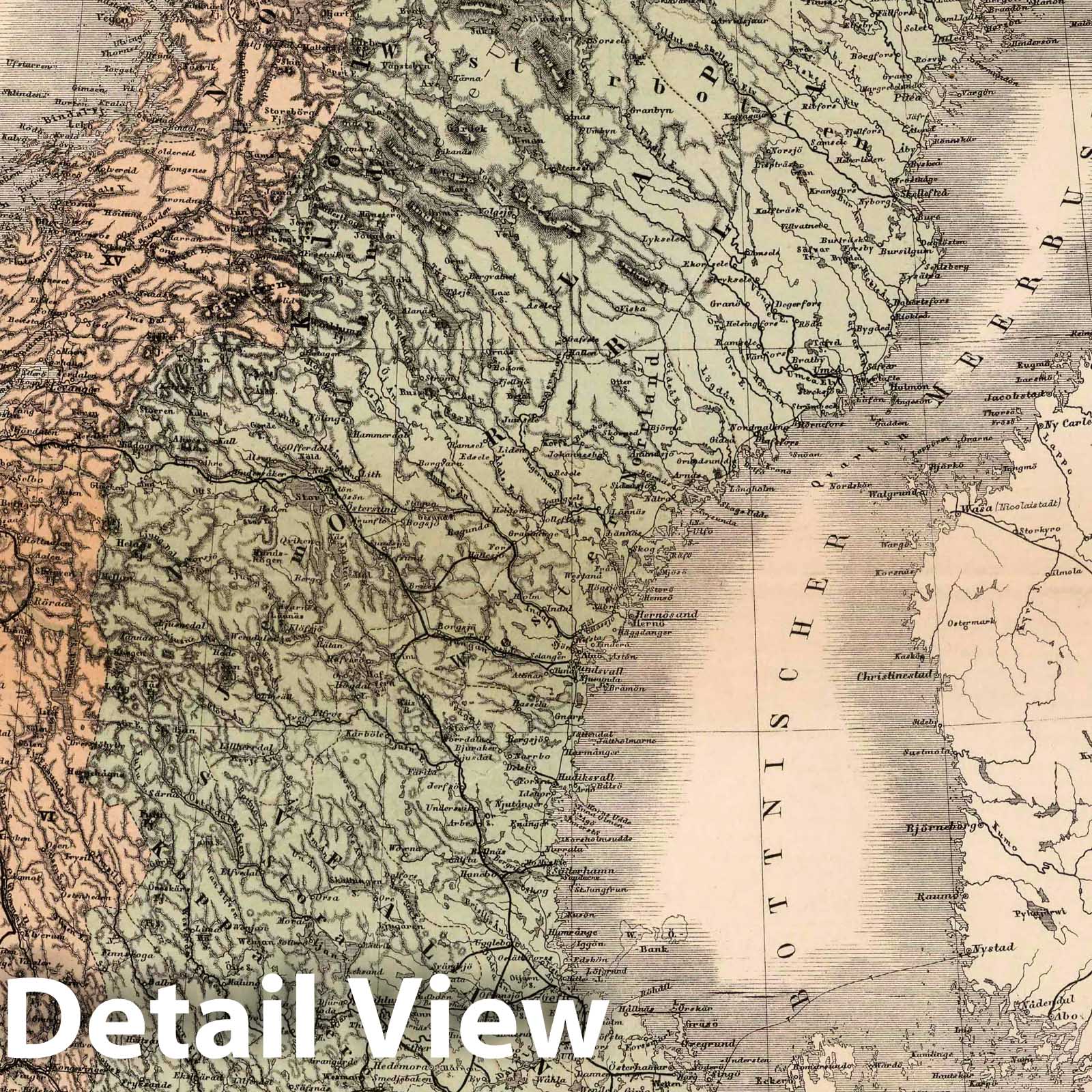 Sweden and Norway, 1886 - Historical Map Print