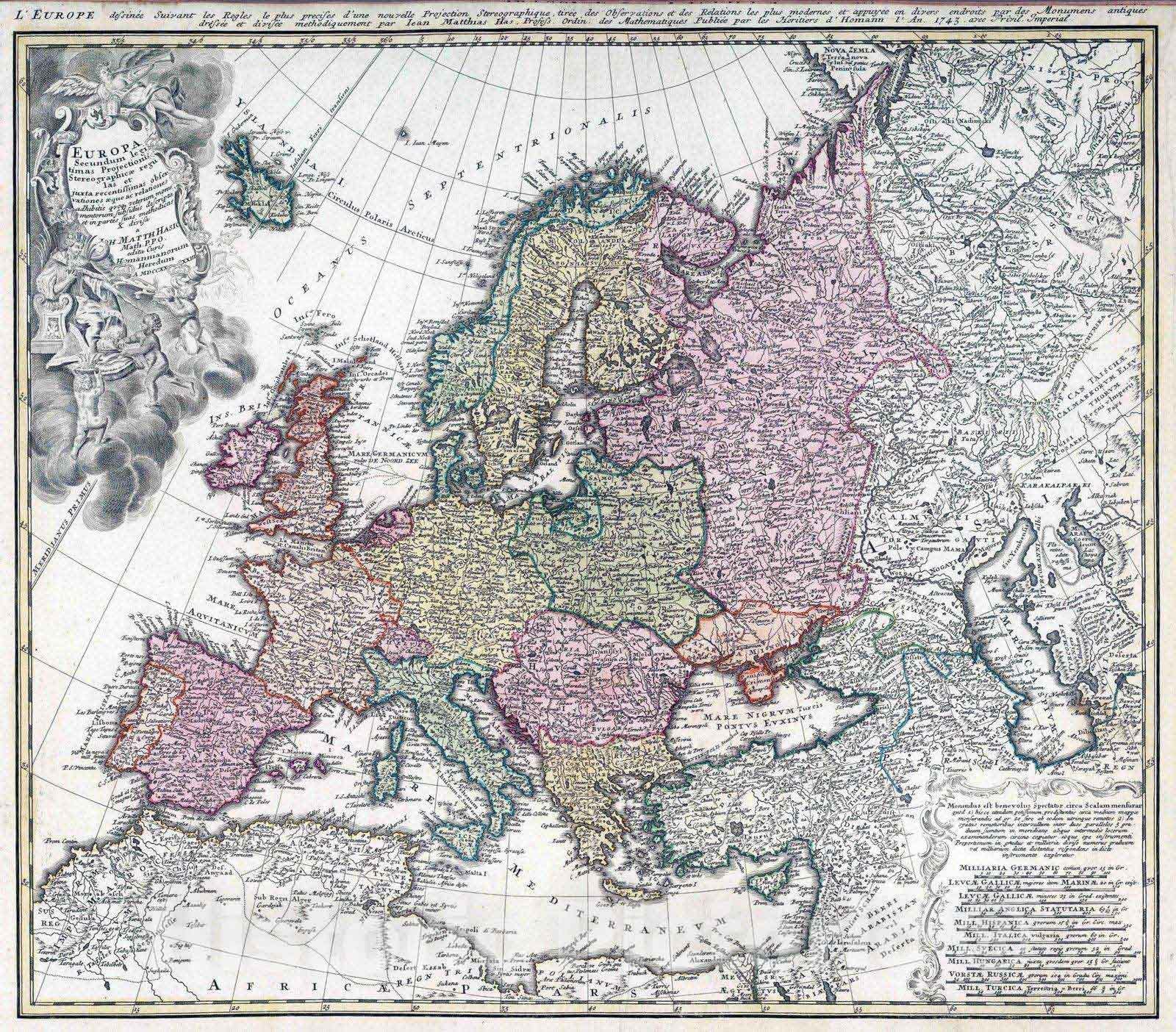Historic Map : 1743 Europa. - Vintage Wall Art