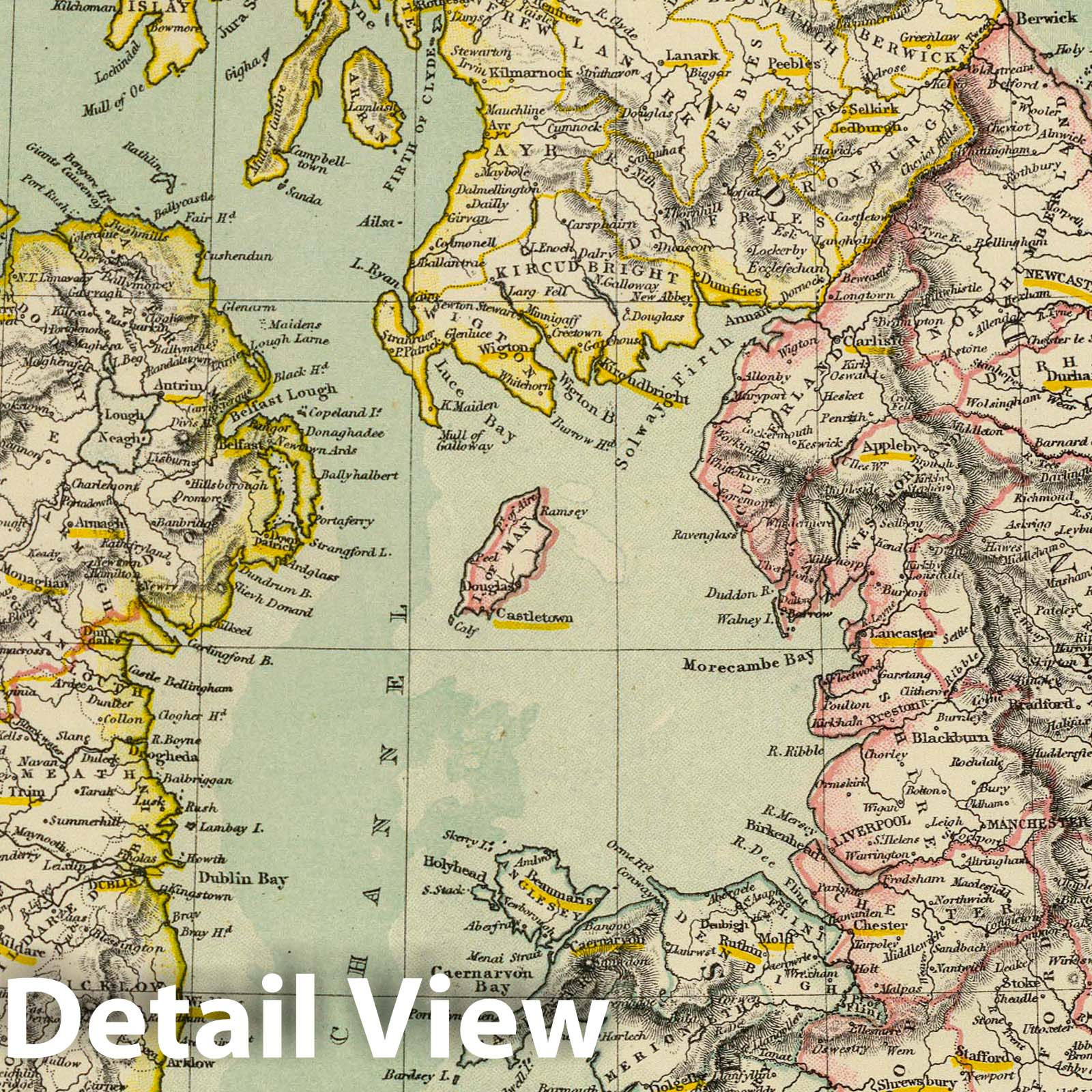 British Isles - River Map, 1883 - Historical Map Print