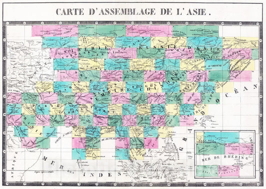 Historic Map : 1827 Carte d'assemblage de l'Asie. - Vintage Wall Art