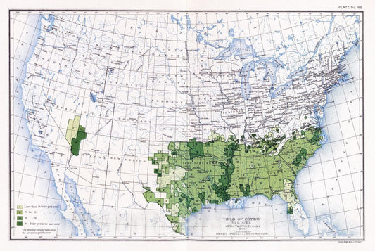 Historic Map : Statistical Atlas - 1903 166. Cotton/acre. - Vintage Wall Art