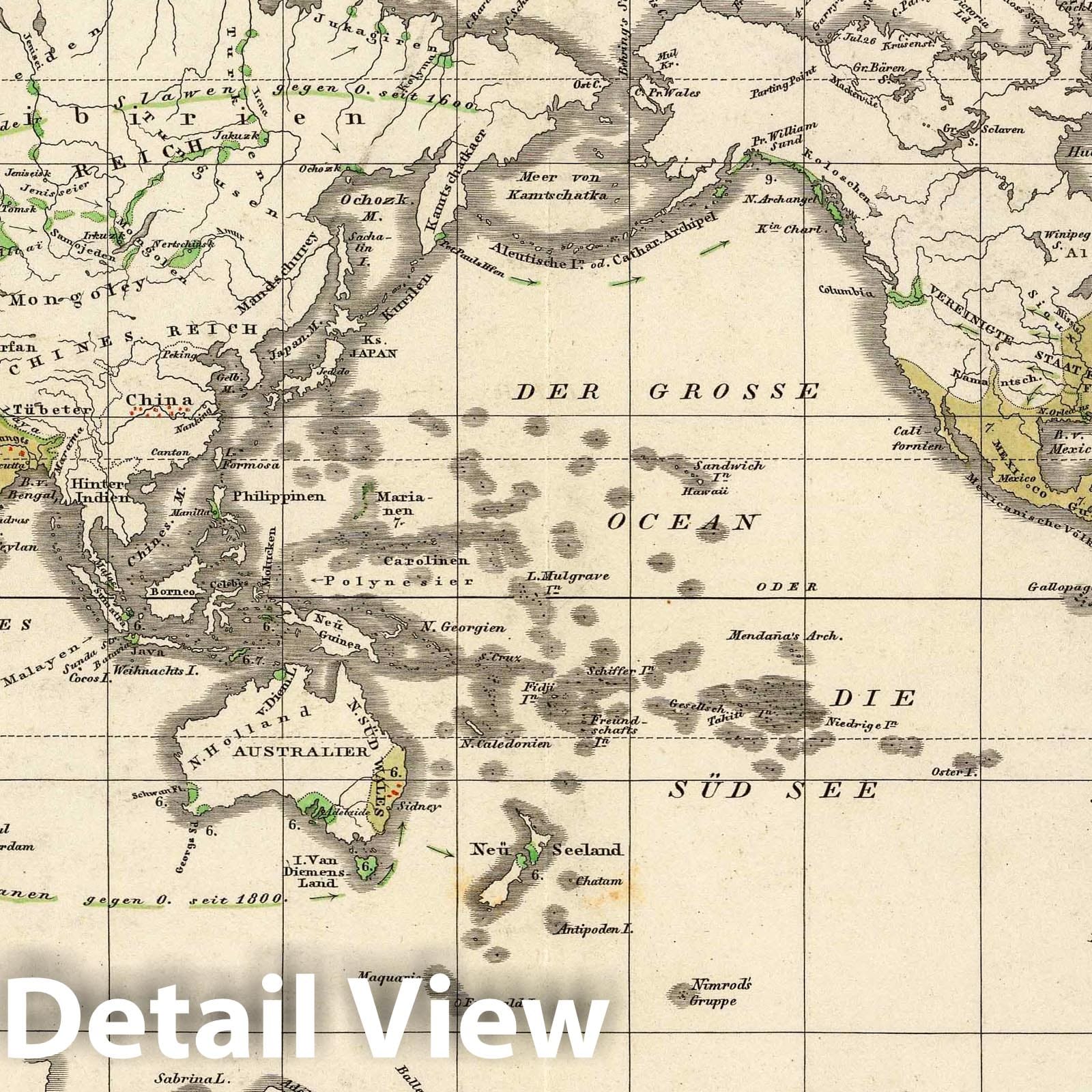 Indo-Germanic and Semitic Peoples Distribution - Physical Map, 1846