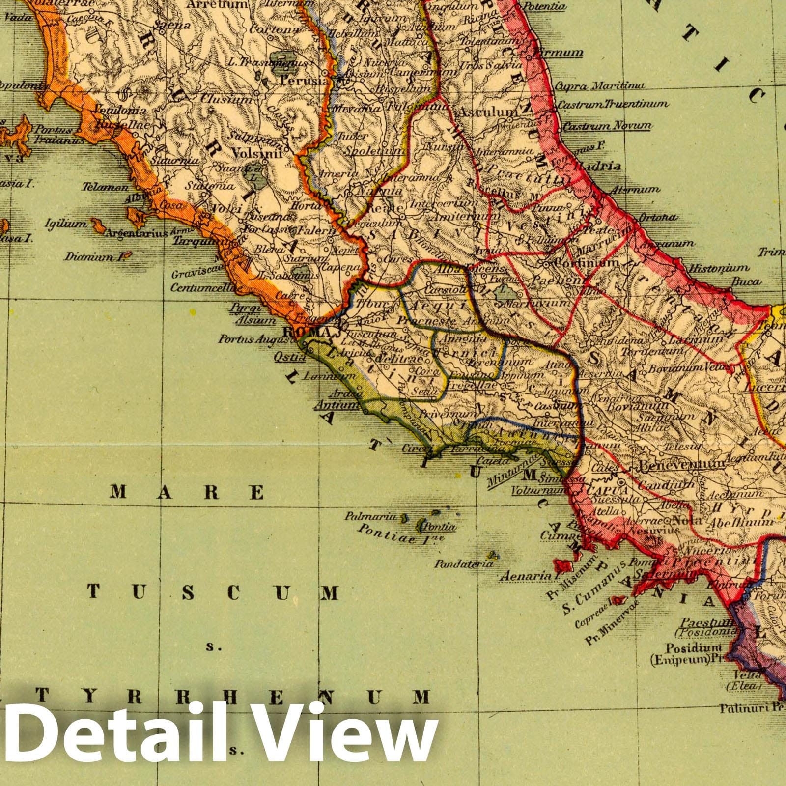 Italy with Eleven Regions of Ancient Rome, 1903 - Historical Map Print