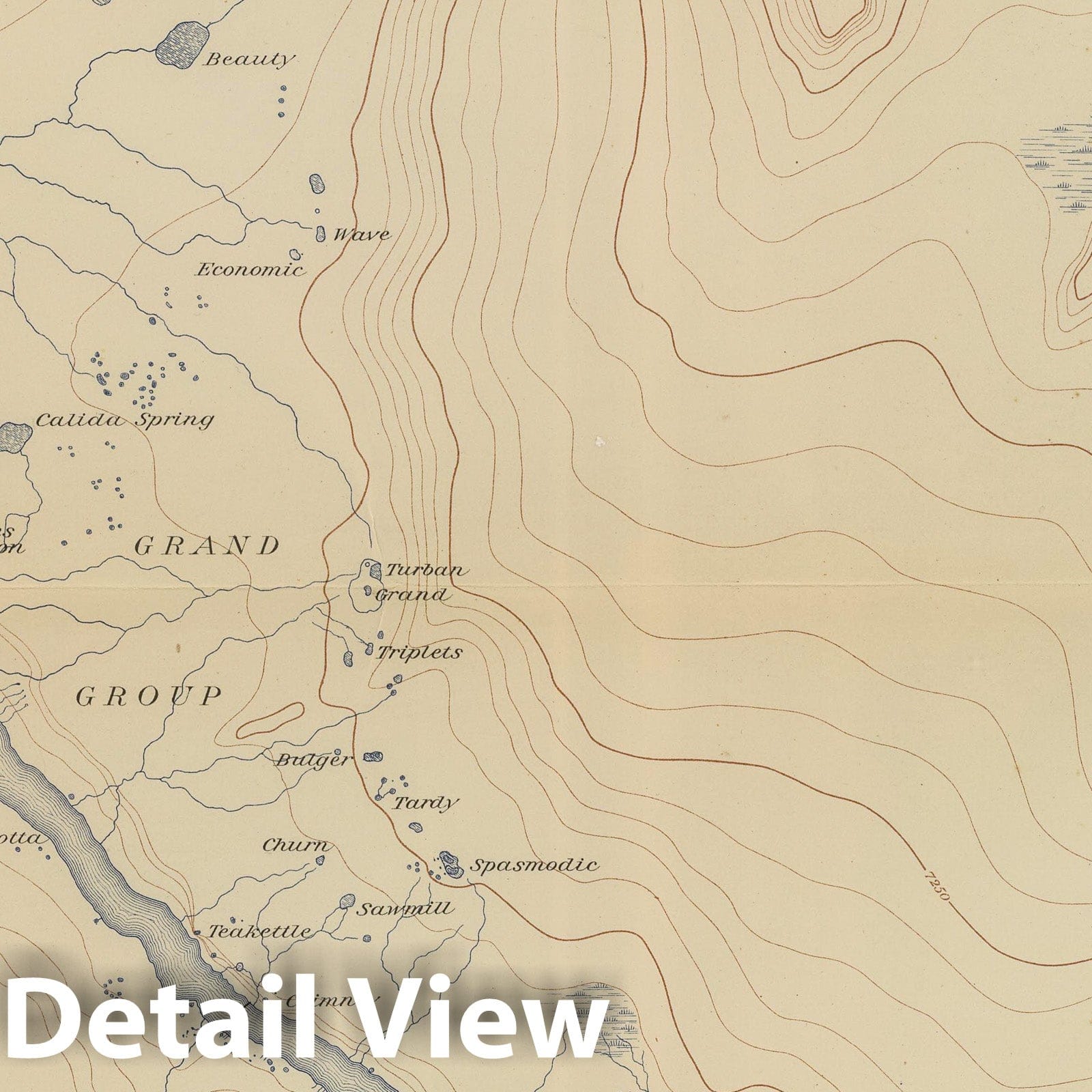 Upper Geyser Basin, Yellowstone National Park, Wyoming - Road Map, 1904 - Historical Map Print