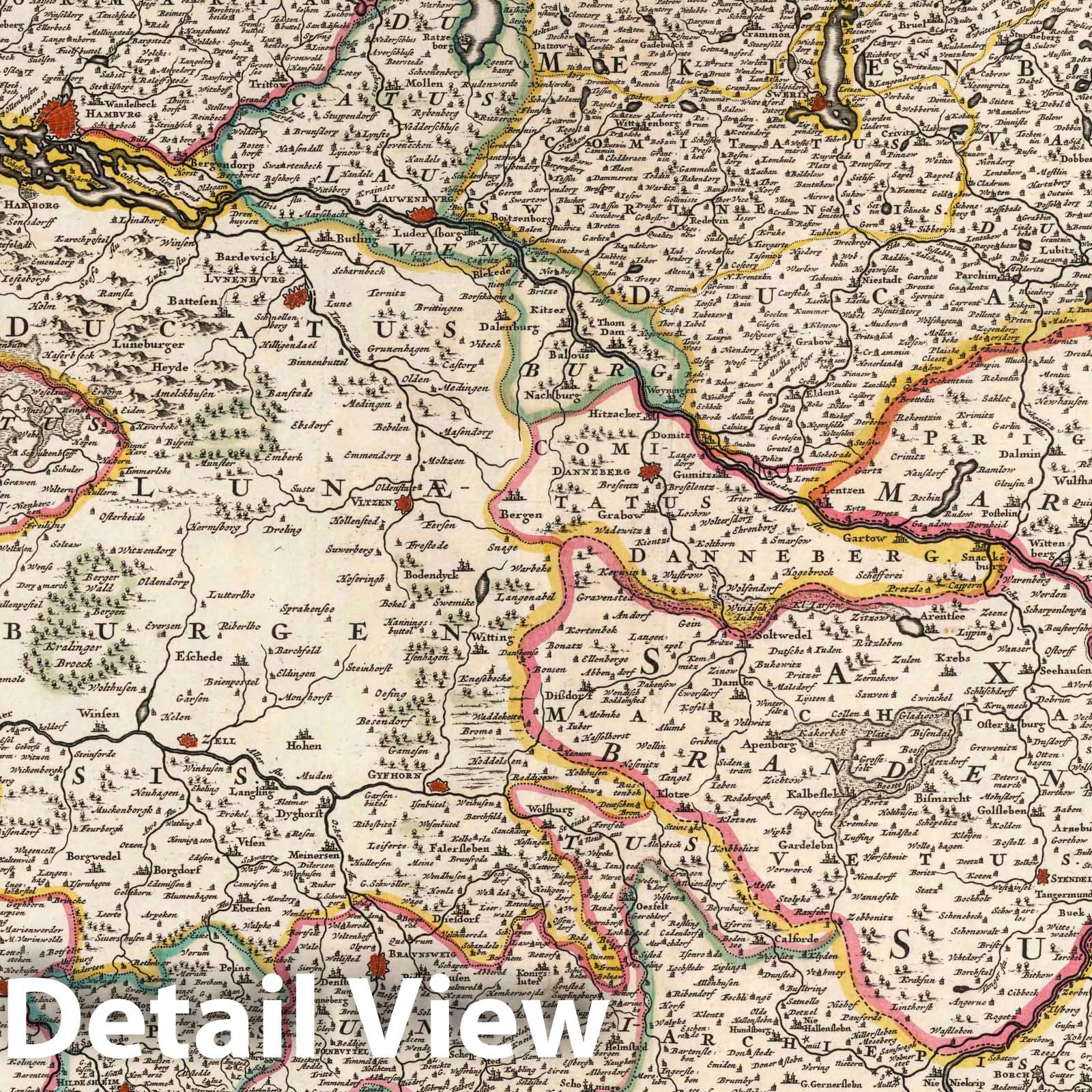 Lower Saxony, Germany 1682 Historical Map Print