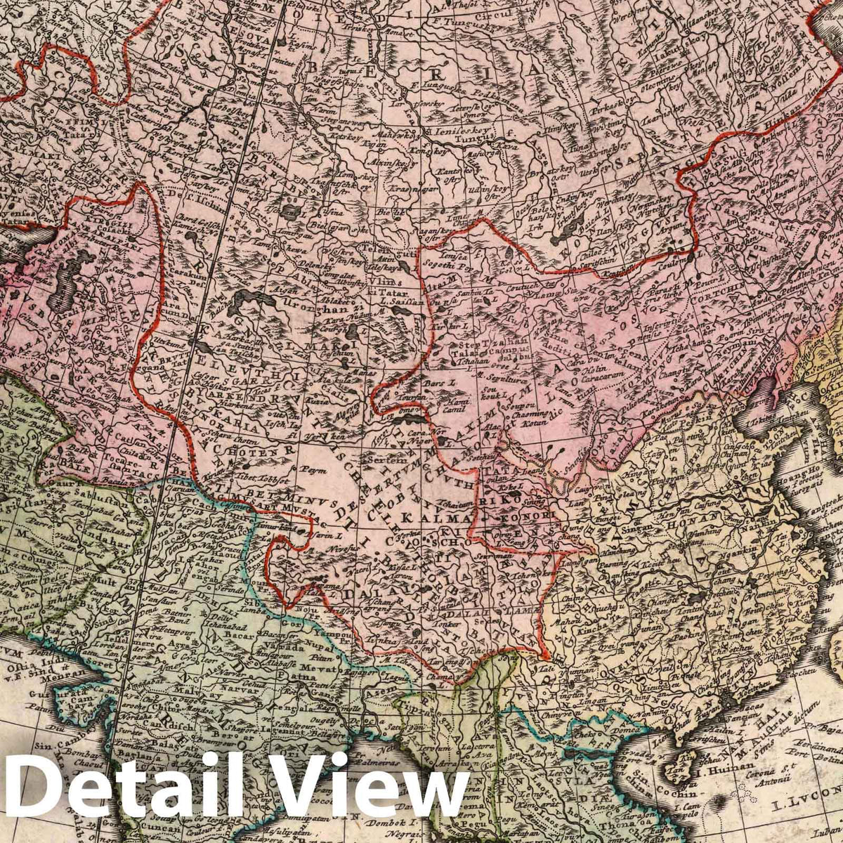 Asia, 1744 - Historical Map Print - Hand-Colored Engraving