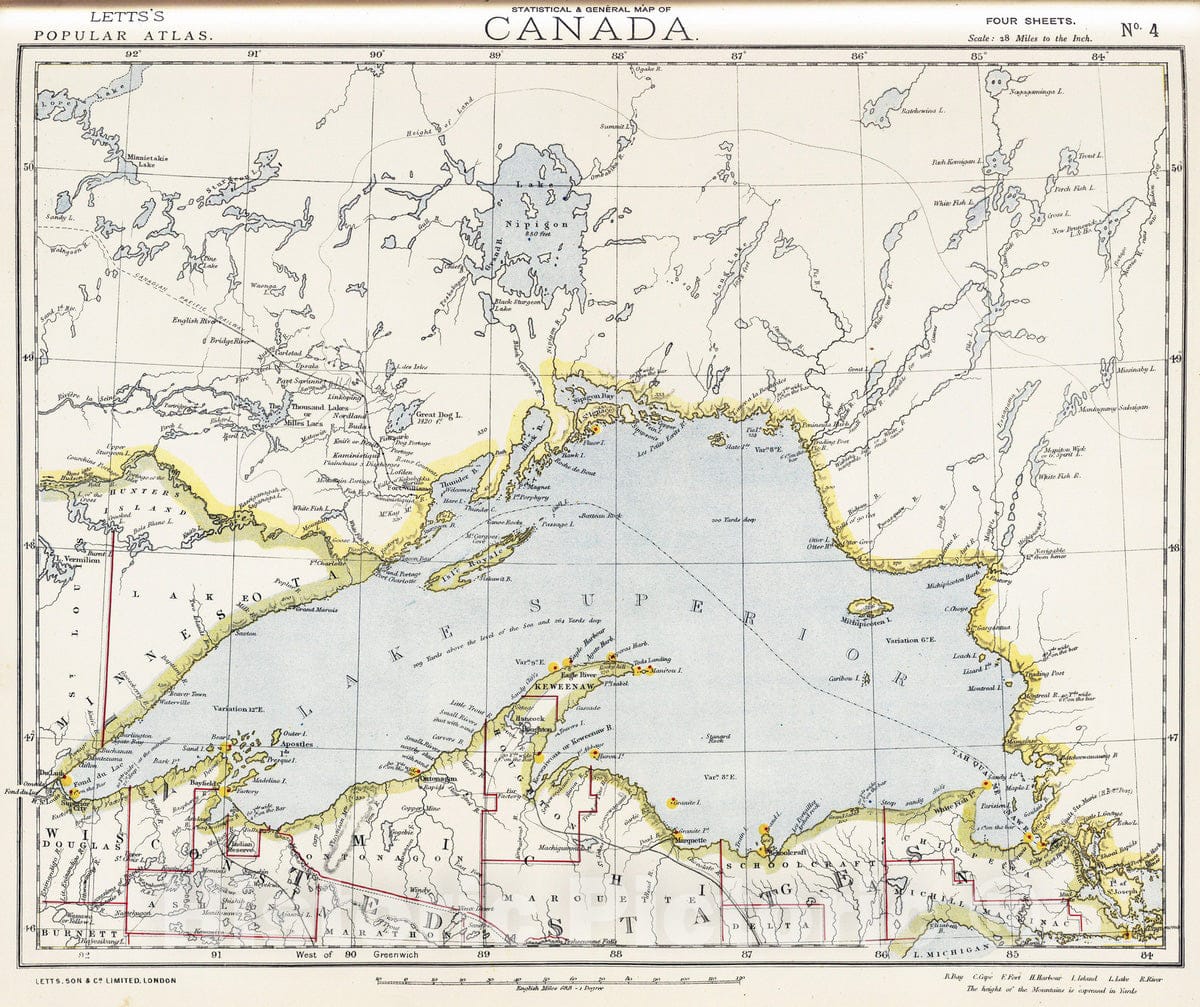 Historic Map : 1883 Canada 4. - Vintage Wall Art