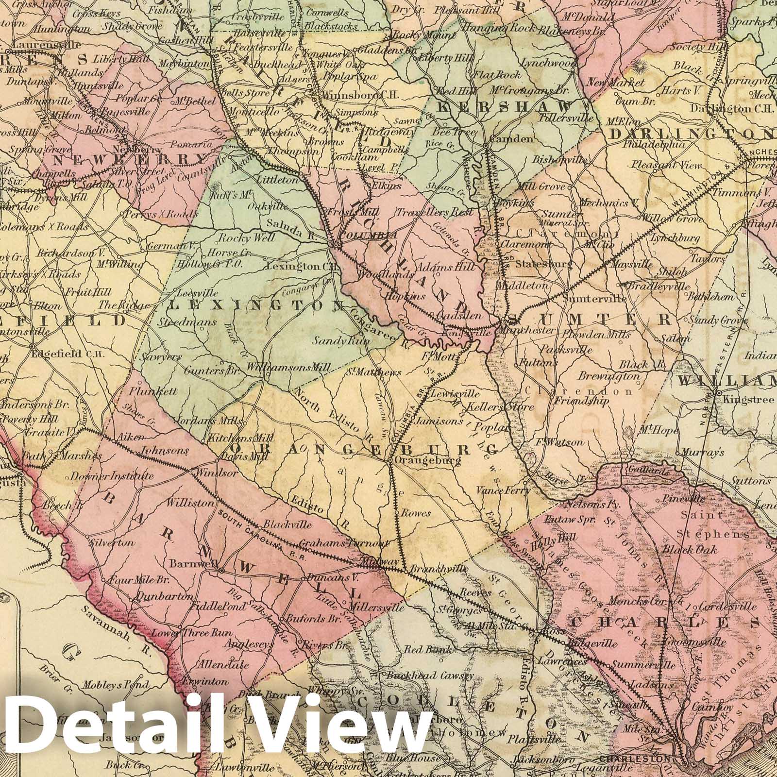 South Carolina - Physical Map, 1857 - Colton's Atlas Historical Reproduction
