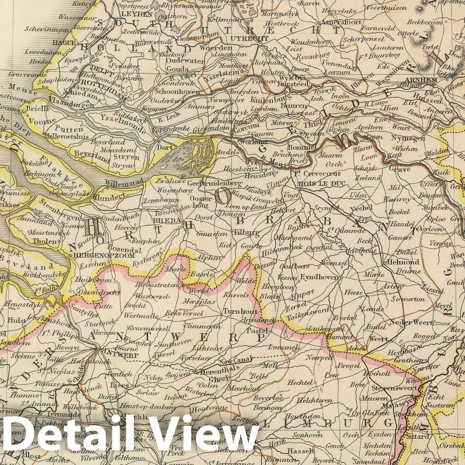 Holland and Belgium, 1847 - Historical Map Print from Sharpe's Corresponding Atlas