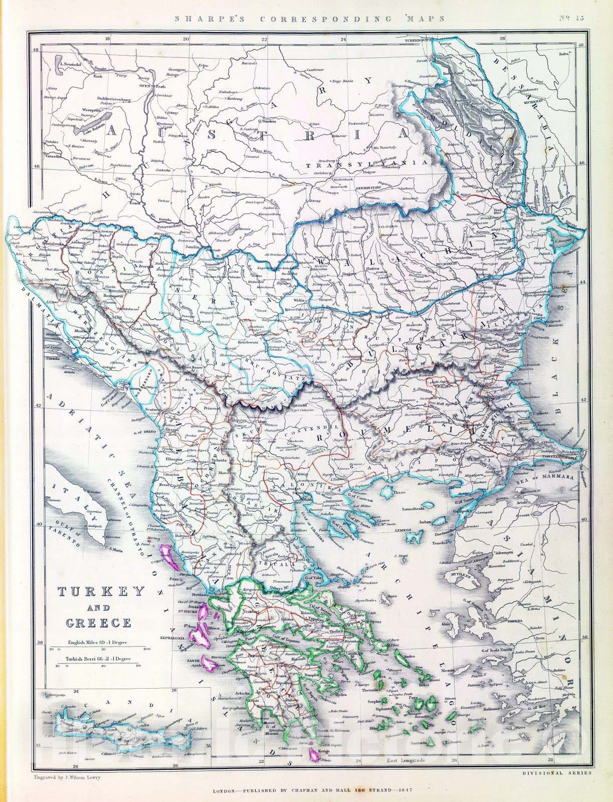 Historic Map : 1847 Turkey and Greece. - Vintage Wall Art