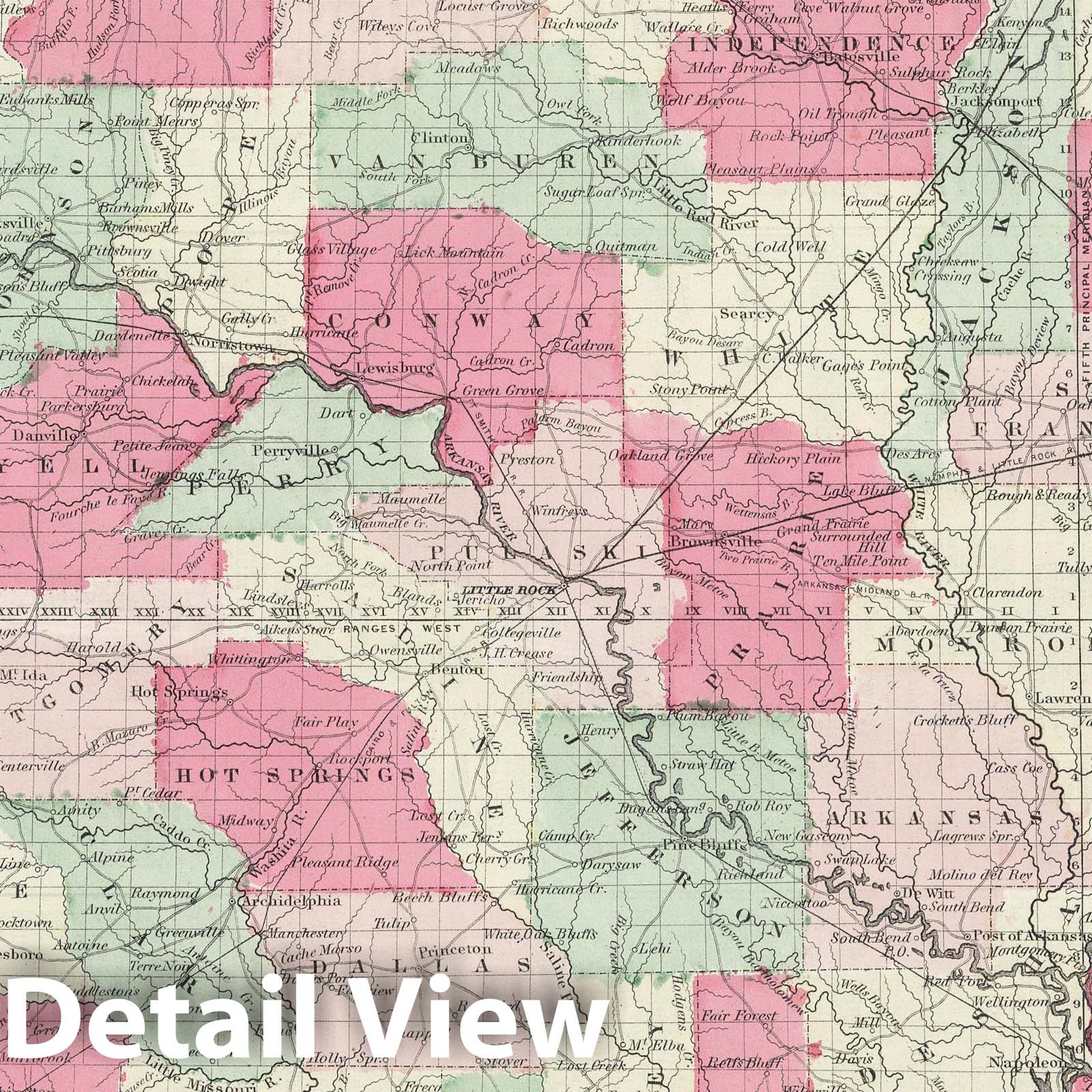 Arkansas - Boundary Map, 1865 - Colton's General Atlas
