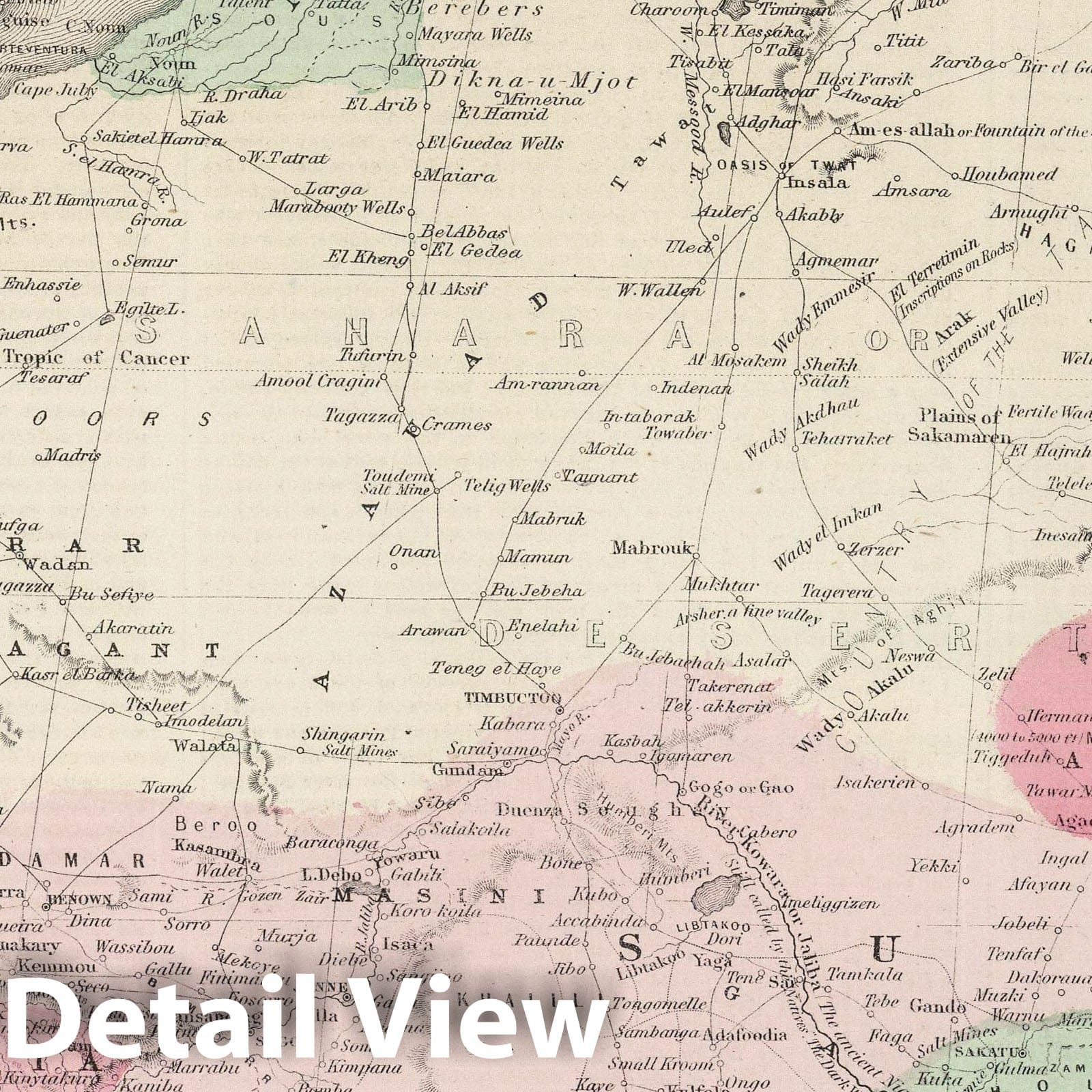 Northwestern Africa with Liberia - Boundary Map, 1865 - Historical Map Print