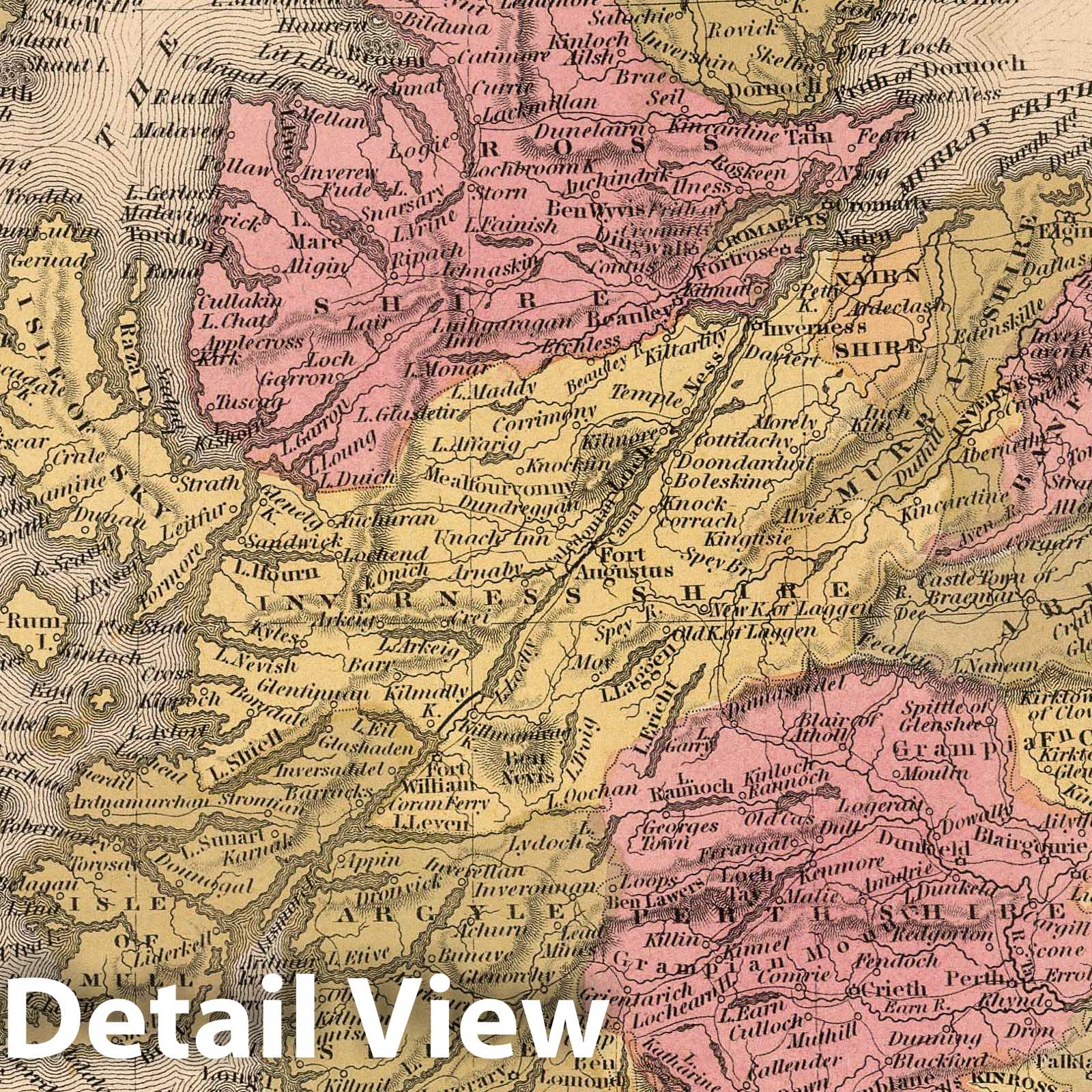 Scotland with Shetland Isles - 1849 Historical Map Print