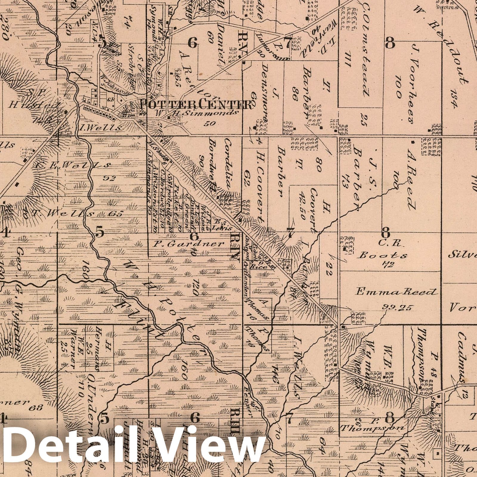 Potter Township, Yates County, New York - Property Map, 1876
