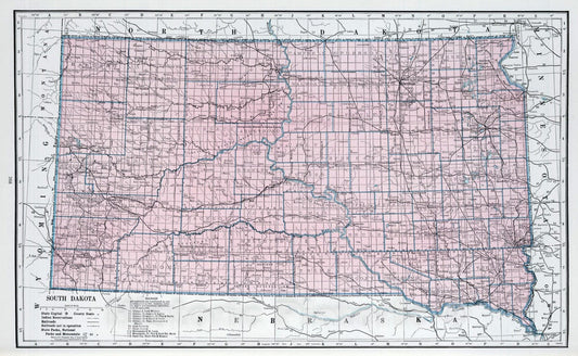 Historic Map : 1948 South Dakota. - Vintage Wall Art