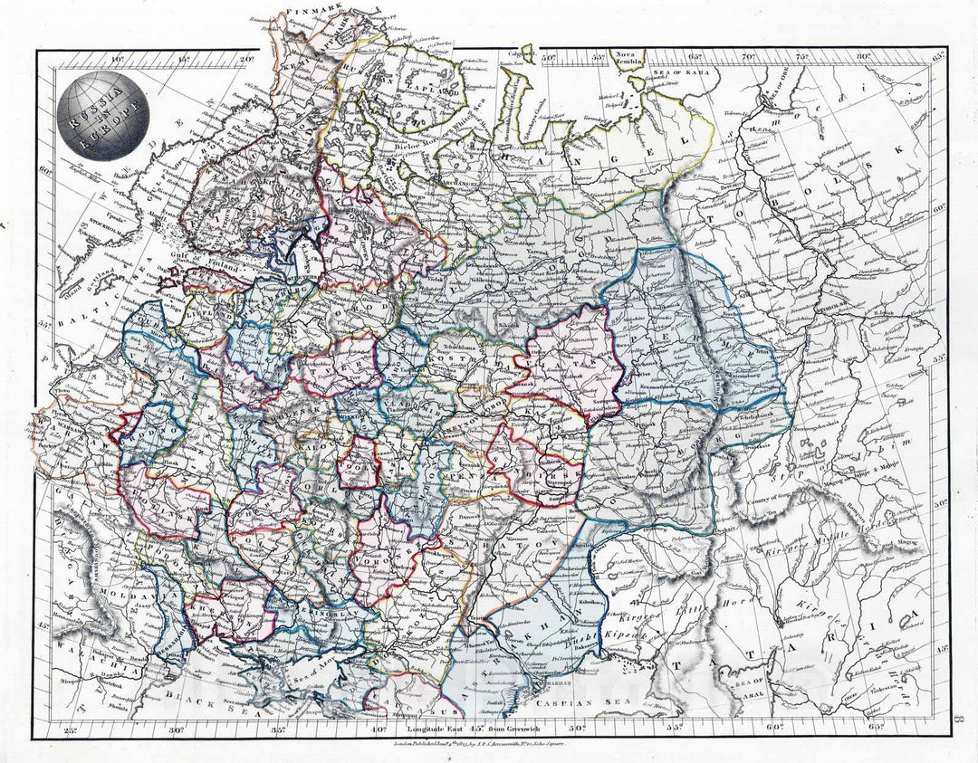 Historic Map : 1825 Russia in Europe - Vintage Wall Art