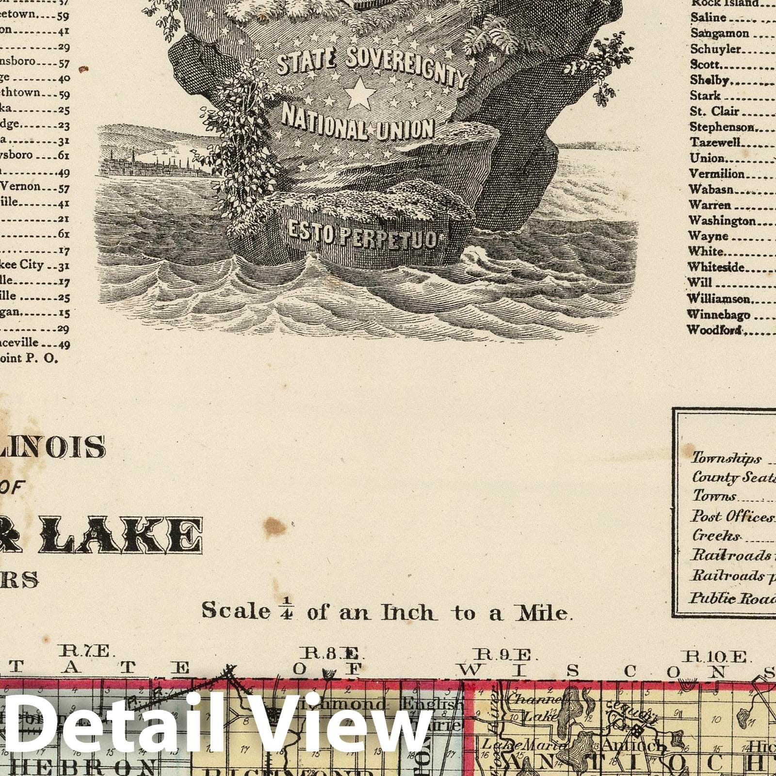 McHenry and Lake Counties, Illinois 1872 Historical Map Print