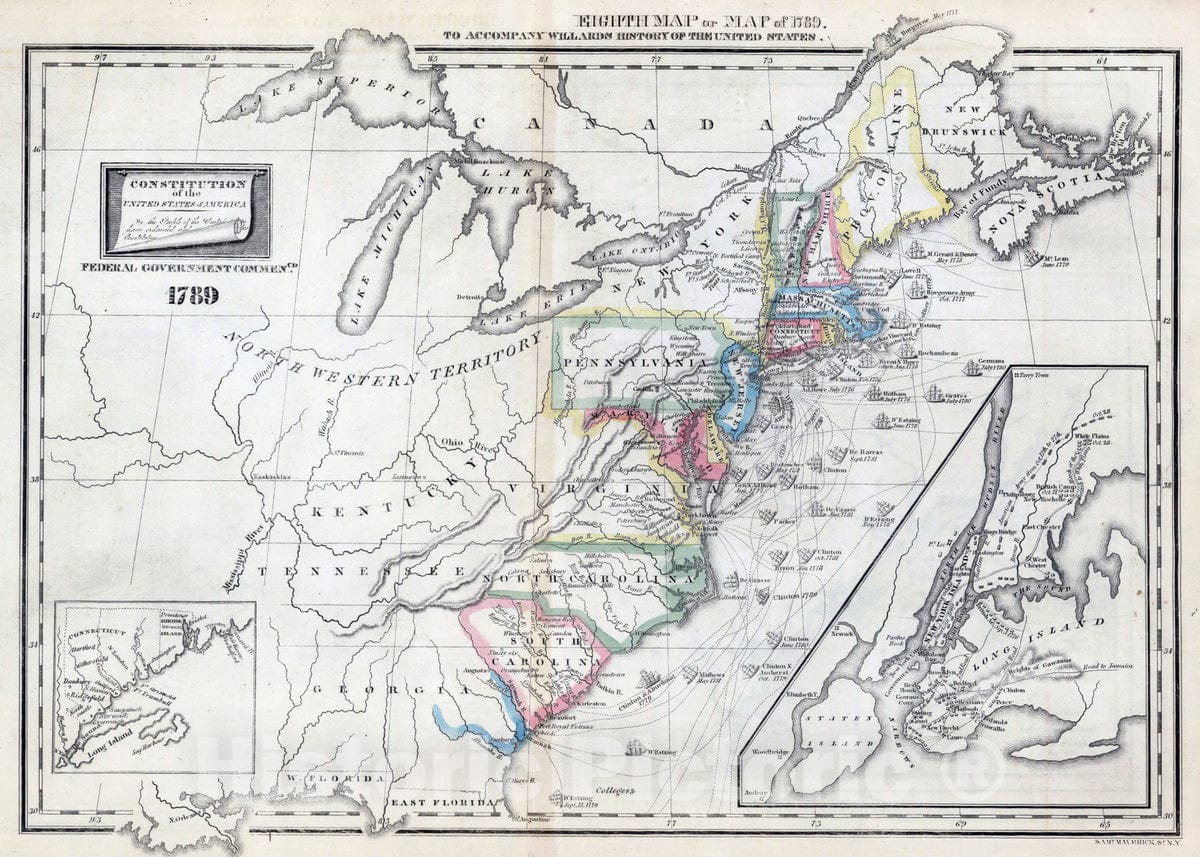 Historic Map : School Atlas - Eighth Map or Map Of 1789 - Vintage Wall Art