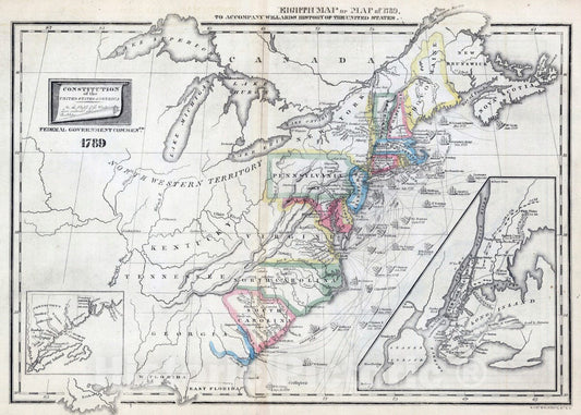 Historic Map : School Atlas - Eighth Map or Map Of 1789 - Vintage Wall Art