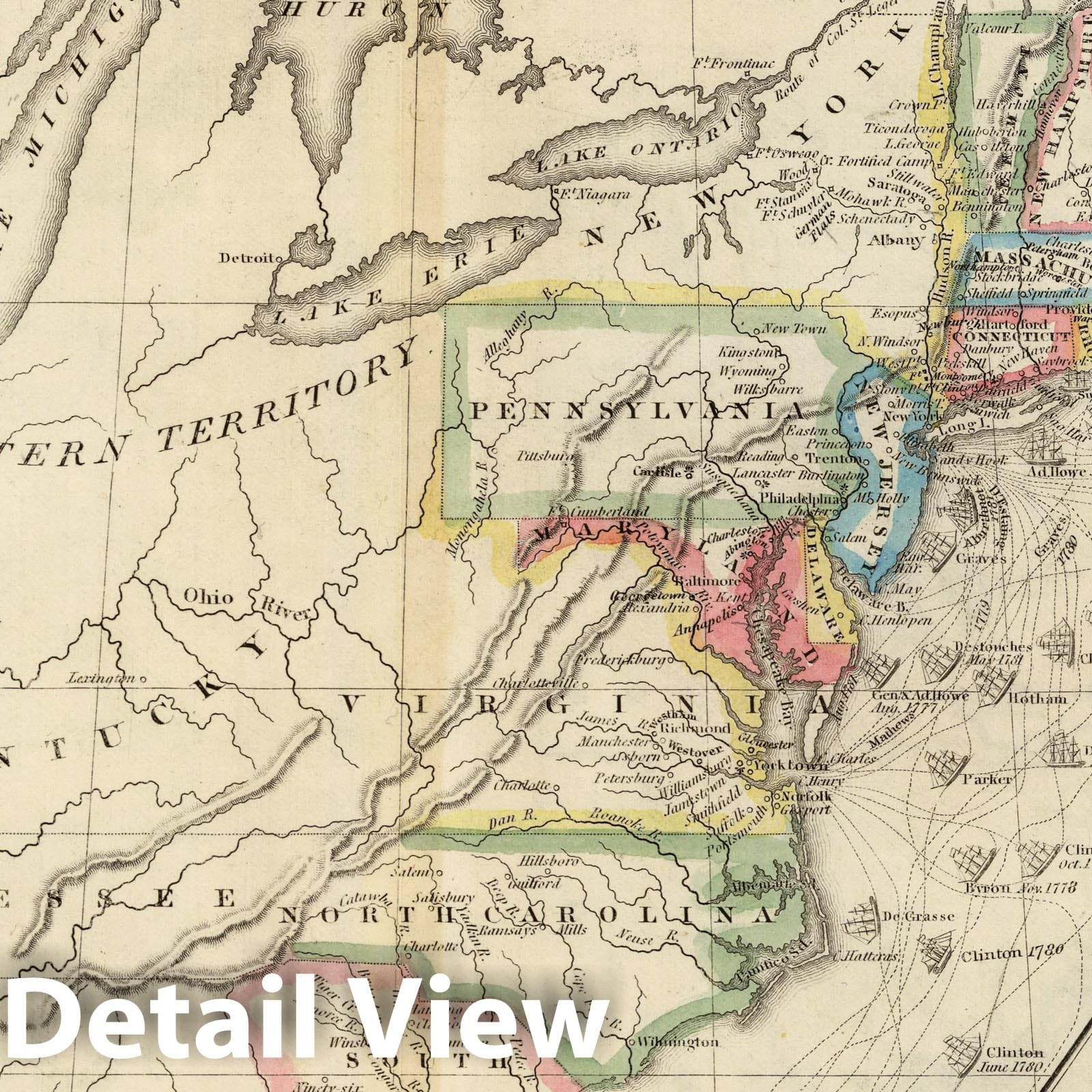 United States 1789 Historical Map Print - 1829 Willard's History Atlas